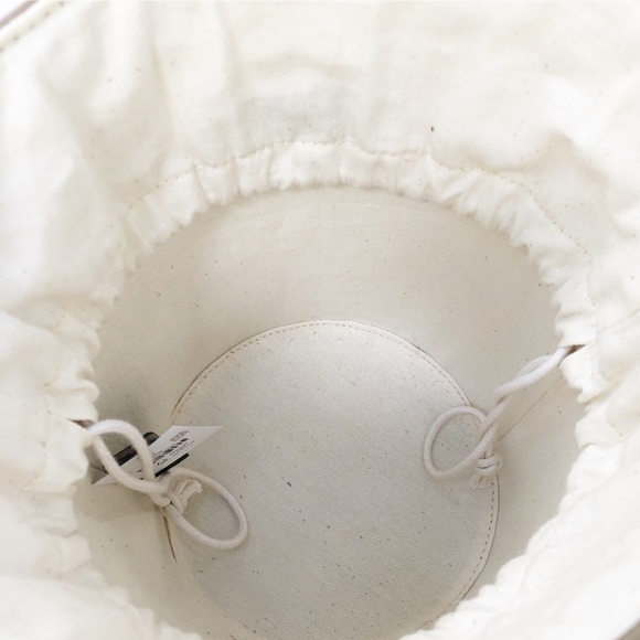 J.CREW | NWT SEDONA BASKET LEATHER CANVAS DRAWSTRING BAG IN MACADAMIA - Picture 7 of 15